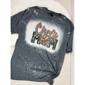 Cheer Mom T-Shirt Leopard Print Orange‎ Gray Gildan Large